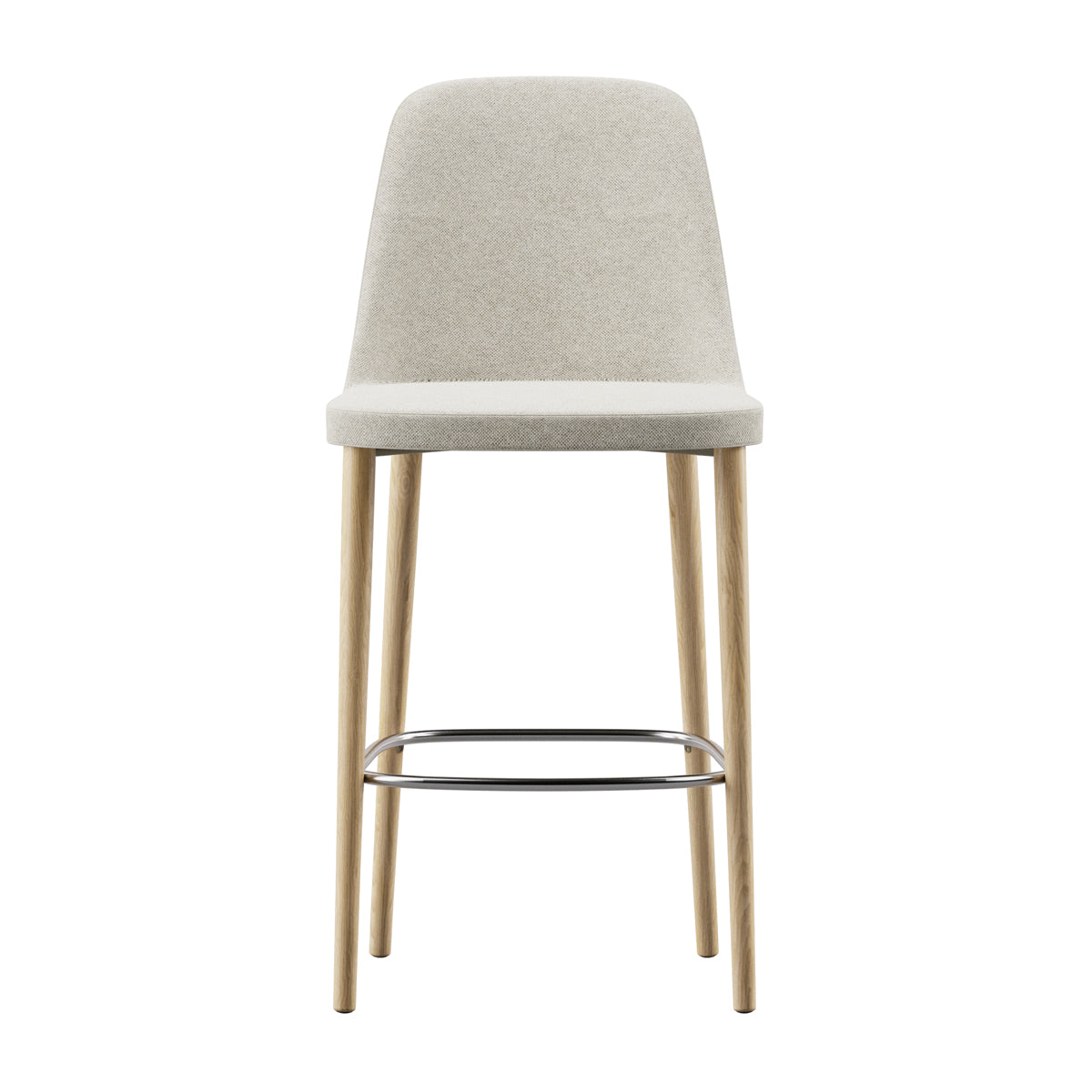 Rhone Dowel Wood Legs Stool by Kollektiff, showing front view of rhone dowel wood legs stool in bar/clear ash wood/com/col group.
