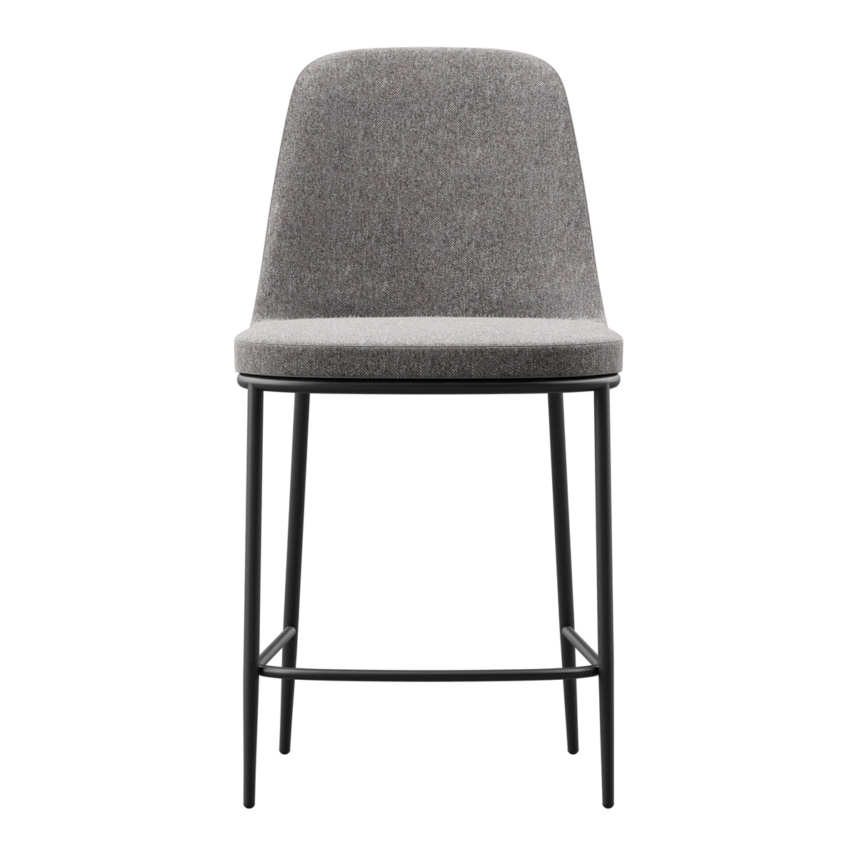 Rhone Metal Legs Bar Stool by Kollektiff, showing front view of rhone metal legs bar stool in graphite black ral 9011/com/col group.