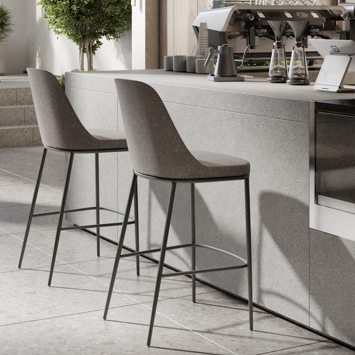 Rhone Metal Legs Counter Stool by Kollektiff, showing rhone metal legs counter stools in live shot.