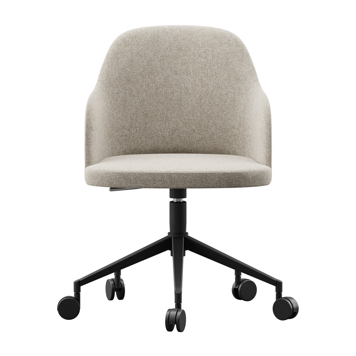 Rhone Office Chair by Kollektiff, showing front view of rhone office chair in graphite black ral 9011/com/col group.