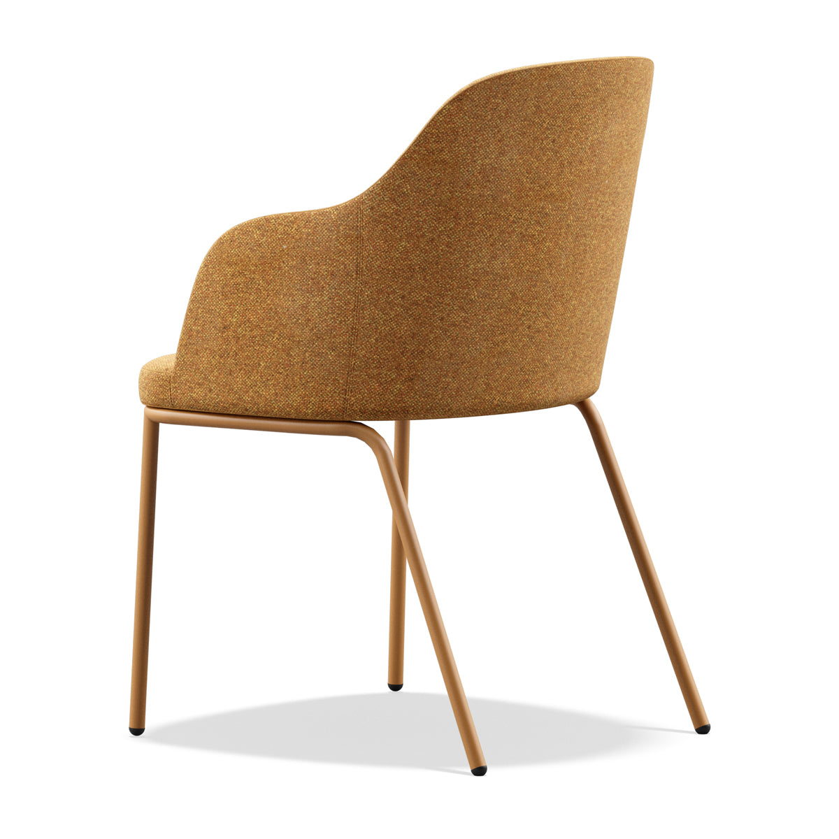 Rhone Tube Legs Armchair by Kollektiff, showing back angle view of rhone tube legs armchair in orange brown ral 8023, com/col group.