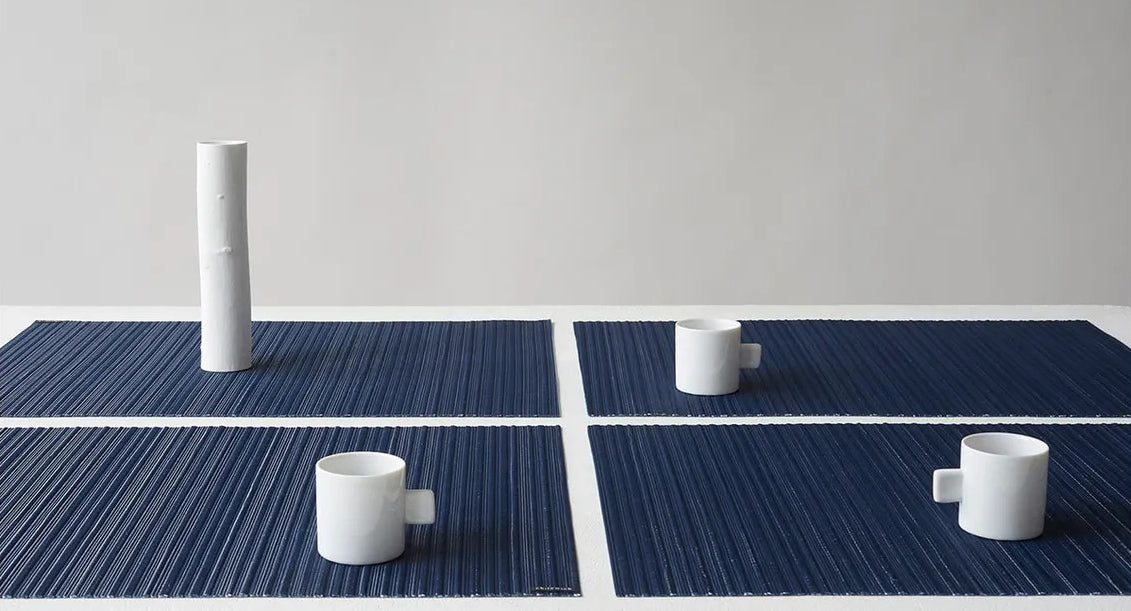 Rib Tabletop by Chilewich, showing rib tabletops in live shot.