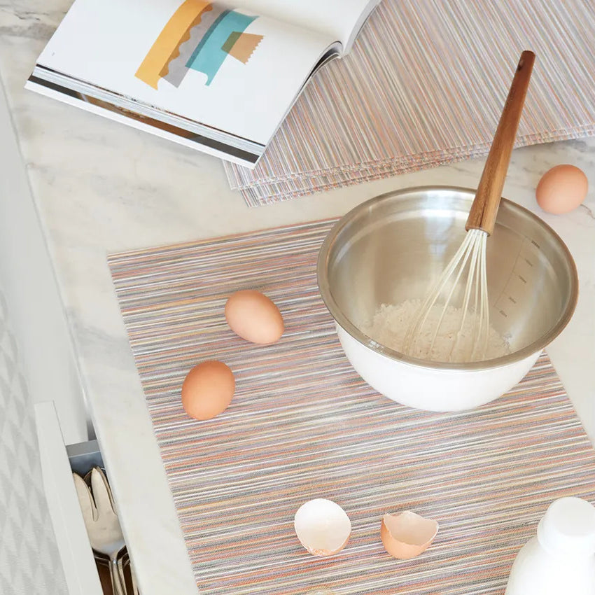 Rib Tabletop by Chilewich, showing closeup view of rib tabletops in live shot.