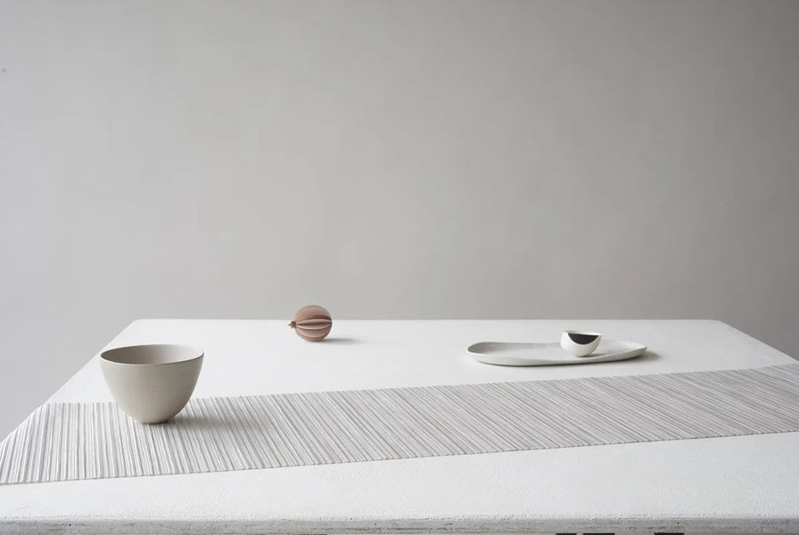Rib Tabletop by Chilewich, showing rib tabletop in live shot.
