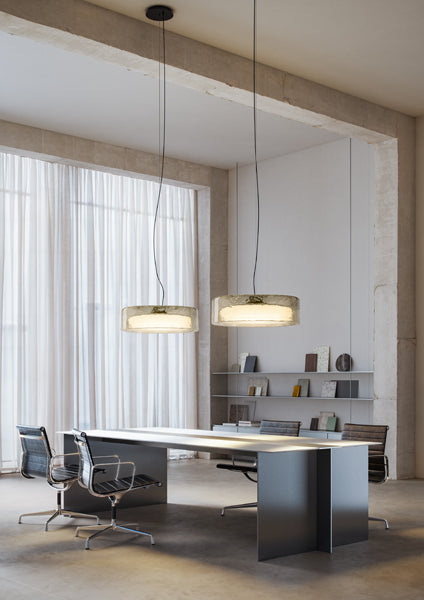 Ringo Pendant Light by Marset, showing ringo pendant lights in live shot.
