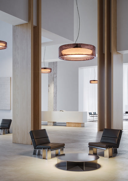 Ringo Pendant Light by Marset, showing ringo pendant lights in live shot.