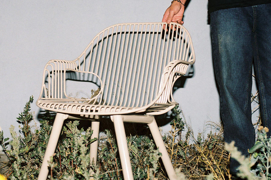 Rita Arm Chair by Bend, showing closeup view of rita arm chair in live shot.