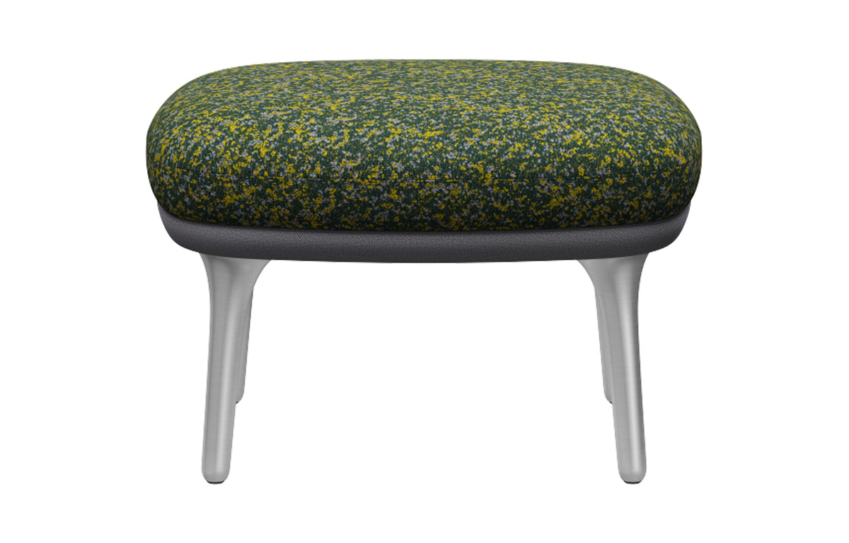Ro Footstool by Fritz Hansen - Satin Brushed Aluminum, Textile Category 1, Textile Category 4.