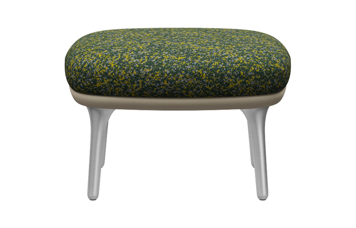 Ro Footstool by Fritz Hansen - Satin Brushed Aluminum, Textile Category 2, Textile Category 4.