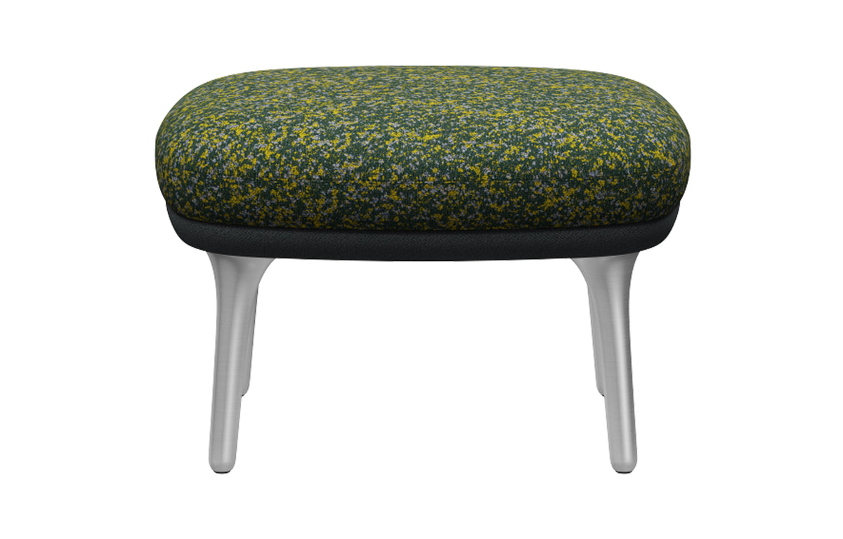 Ro Footstool by Fritz Hansen - Satin Brushed Aluminum, Textile Category 3, Textile Category 4.