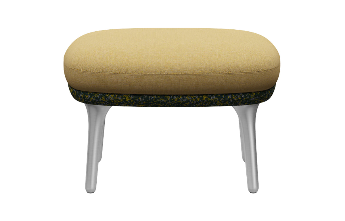 Ro Footstool by Fritz Hansen - Satin Brushed Aluminum, Textile Category 4, Christianshavn Textile Group.
