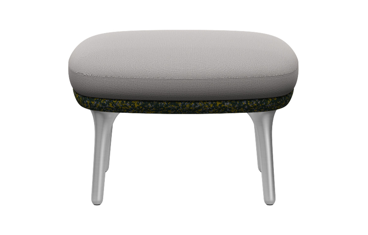 Ro Footstool by Fritz Hansen - Satin Brushed Aluminum, Textile Category 4, Textile Category 1.