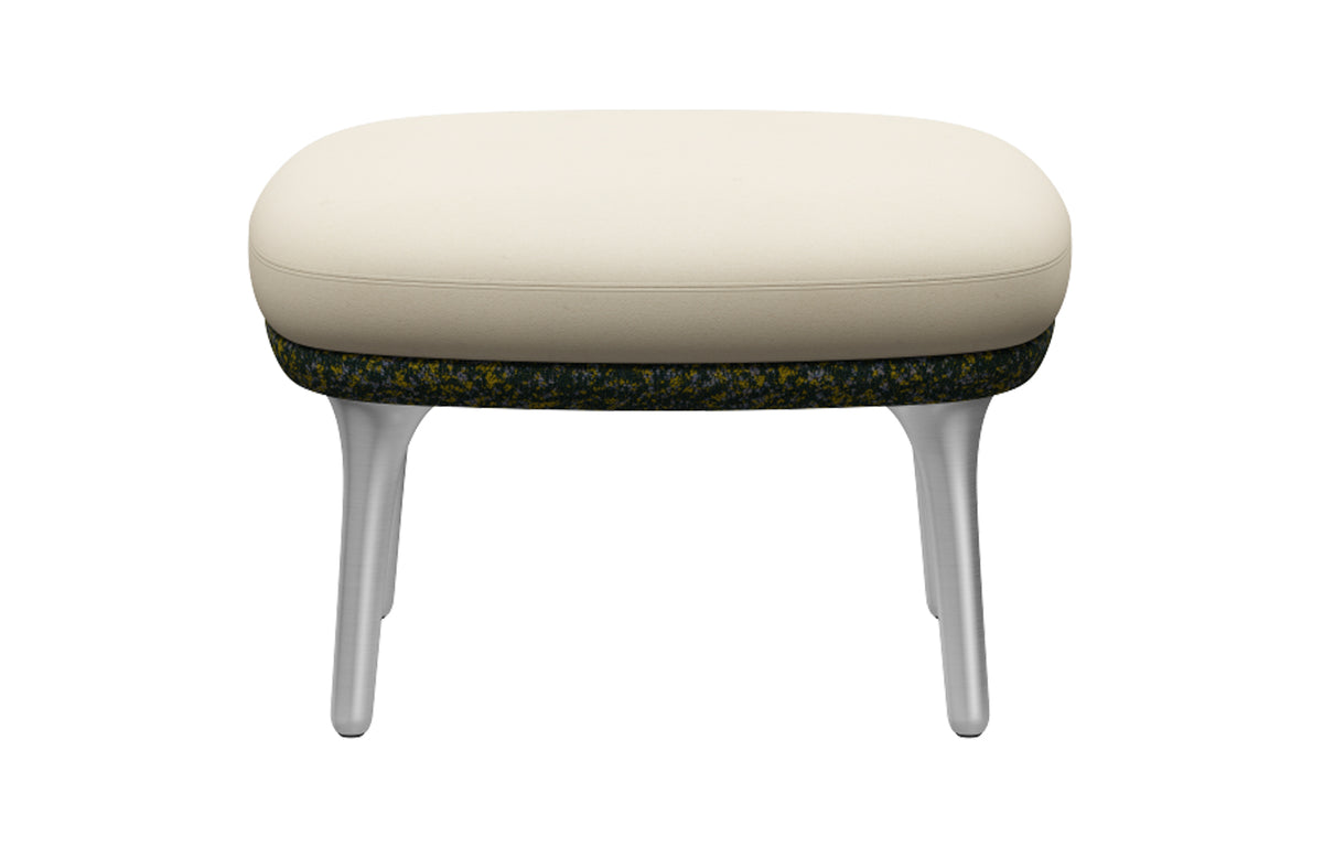 Ro Footstool by Fritz Hansen - Satin Brushed Aluminum, Textile Category 4, Textile Category 2.