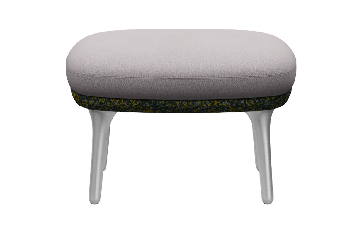 Ro Footstool by Fritz Hansen - Satin Brushed Aluminum, Textile Category 4, Textile Category 3.