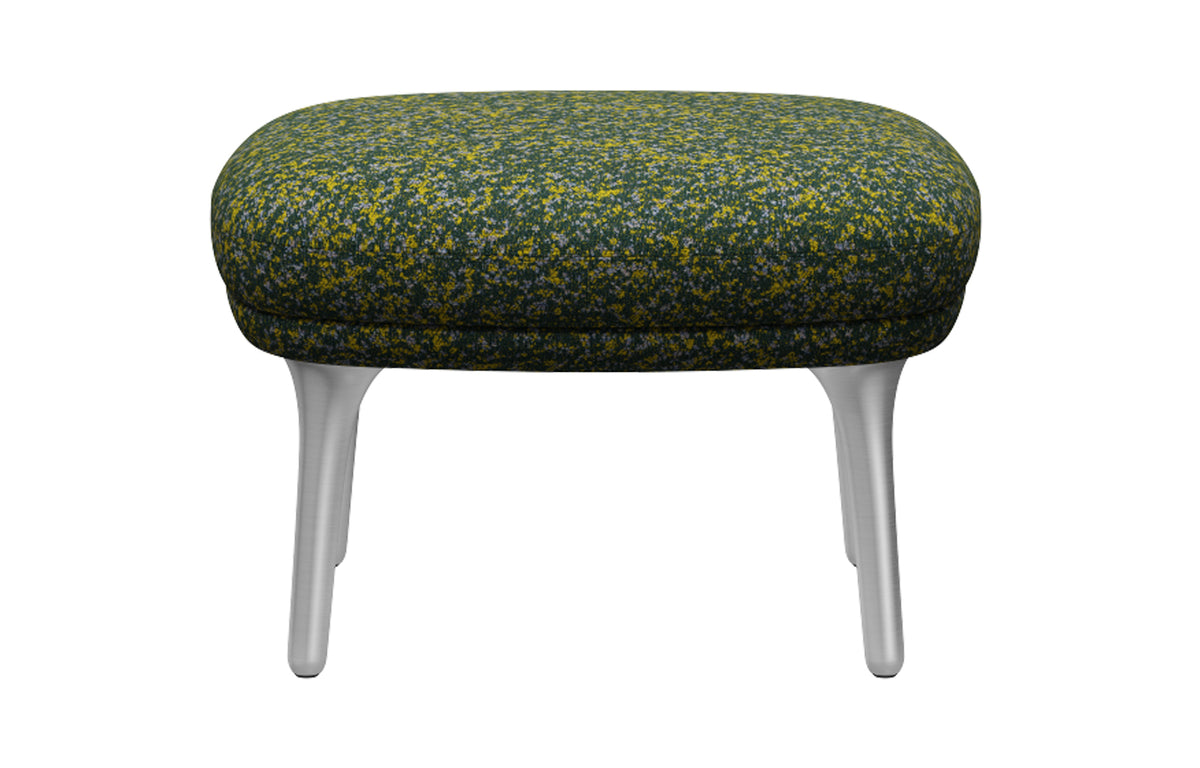 Ro Footstool by Fritz Hansen - Satin Brushed Aluminum, Textile Category 4, Textile Category 4.