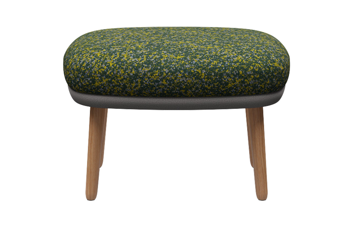 Ro Footstool by Fritz Hansen - Clear Lacquered Oak Wood, Textile Category 1, Textile Category 4.