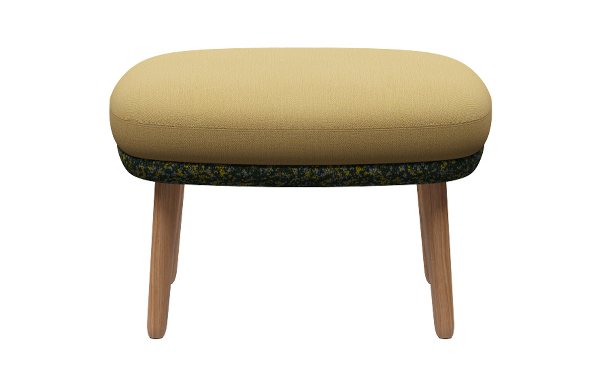 Ro Footstool by Fritz Hansen - Clear Lacquered Oak Wood, Textile Category 4, Christianshavn Textile Group.