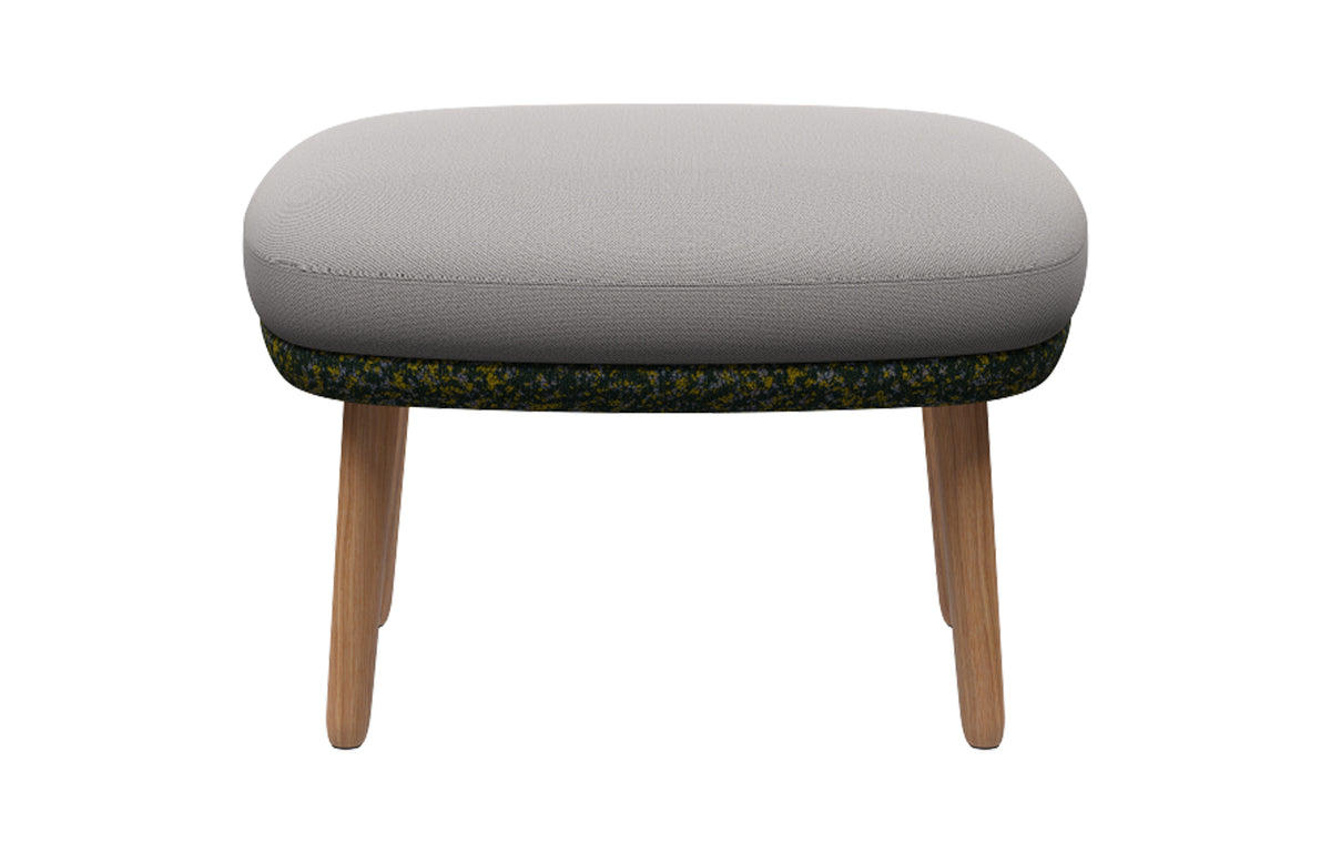 Ro Footstool by Fritz Hansen - Clear Lacquered Oak Wood, Textile Category 4, Textile Category 1.