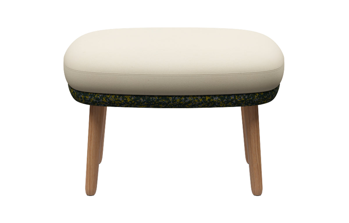 Ro Footstool by Fritz Hansen - Clear Lacquered Oak Wood, Textile Category 4, Textile Category 2.