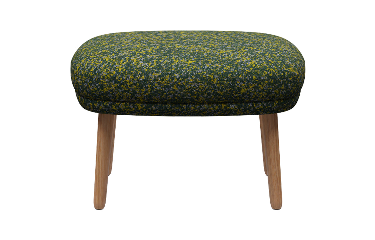 Ro Footstool by Fritz Hansen - Clear Lacquered Oak Wood, Textile Category 4, Textile Category 4