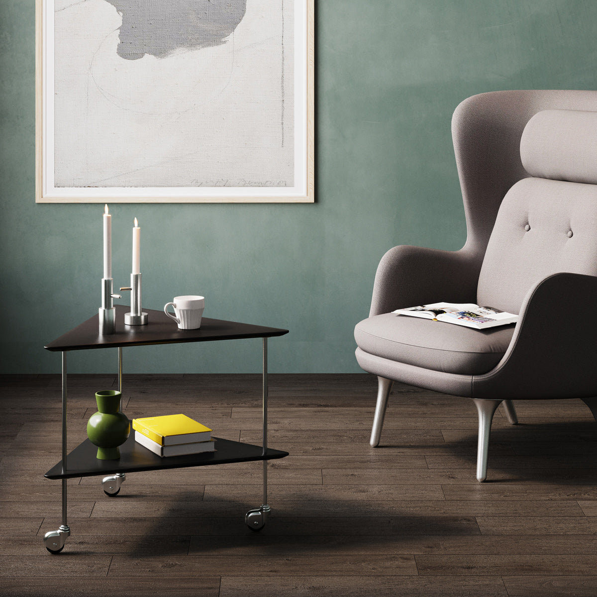 Ro Lounge Chair by Fritz Hansen, showing ro lounge chair in live shot.