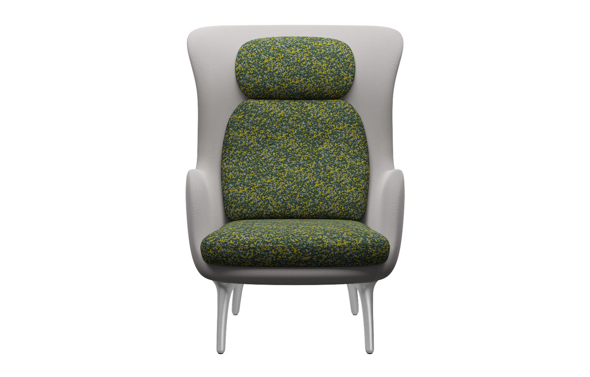 Ro Lounge Chair by Fritz Hansen - Satin Brushed Aluminum, Textile Category 1, Textile Category 4.