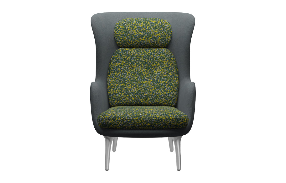 Ro Lounge Chair by Fritz Hansen - Satin Brushed Aluminum, Textile Category 3, Textile Category 4.