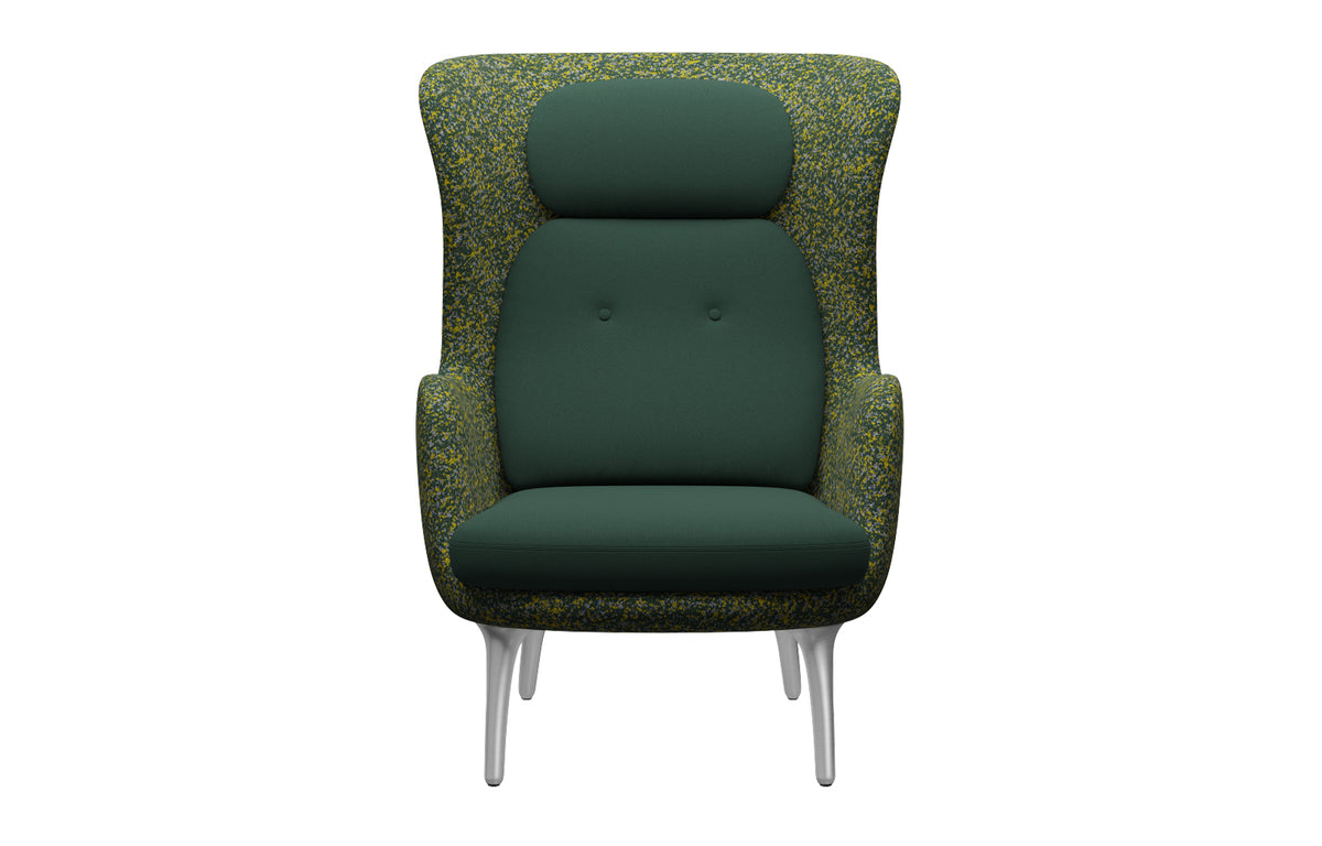 Ro Lounge Chair by Fritz Hansen - Satin Brushed Aluminum, Textile Category 4, Christianshavn Textile Group.