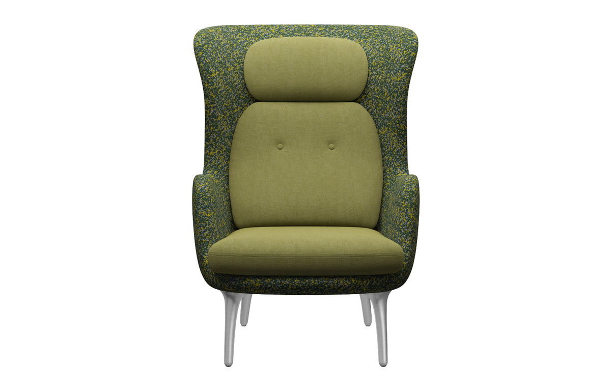 Ro Lounge Chair by Fritz Hansen - Satin Brushed Aluminum, Textile Category 4, Textile Category 1.