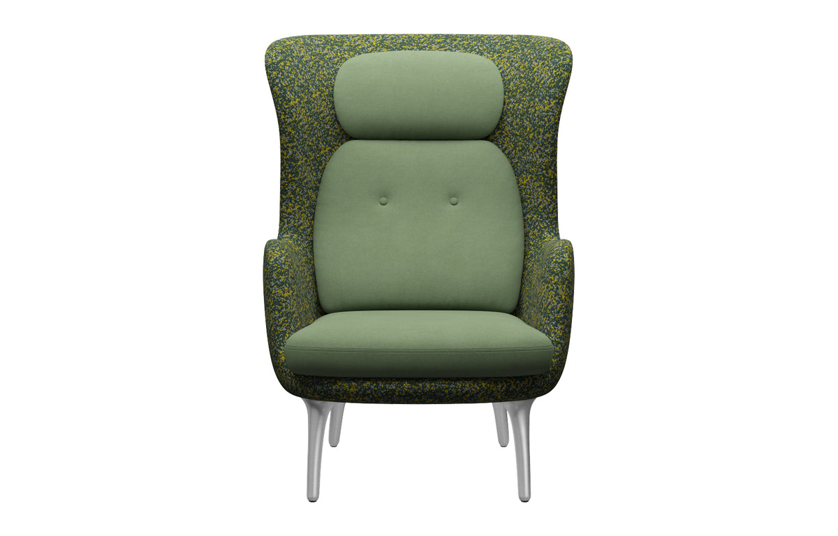Ro Lounge Chair by Fritz Hansen - Satin Brushed Aluminum, Textile Category 4, Textile Category 2.