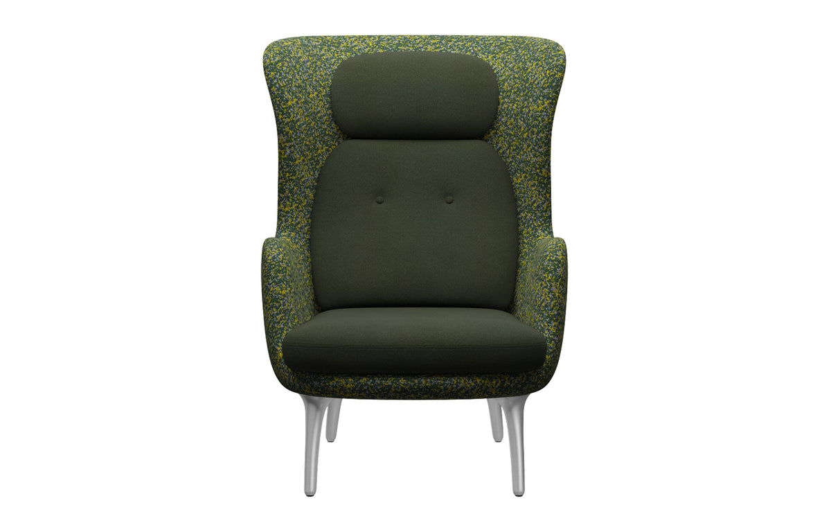 Ro Lounge Chair by Fritz Hansen - Satin Brushed Aluminum, Textile Category 4, Textile Category 3.