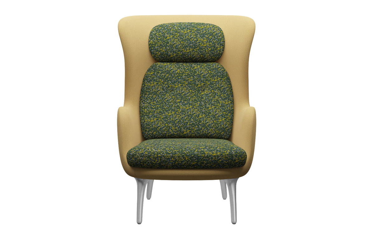 Ro Lounge Chair by Fritz Hansen - Satin Brushed Aluminum, Christianshavn Textile Group, Textile Category 4.