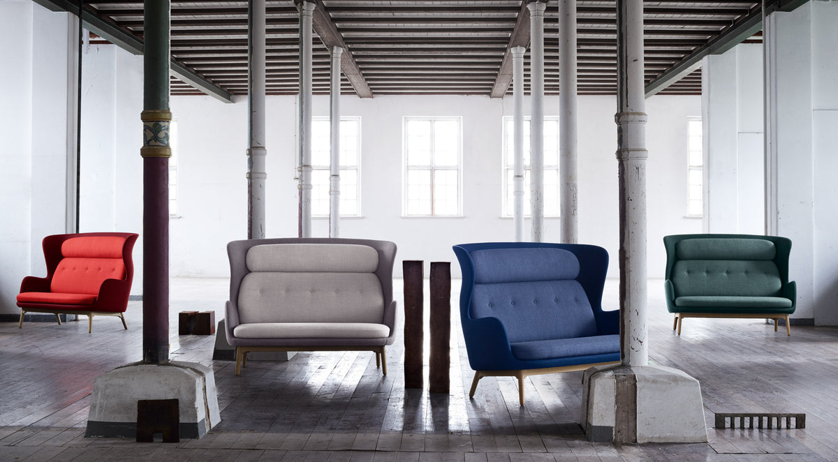 Ro Sofa by Fritz Hansen, showing ro sofas in live shot.