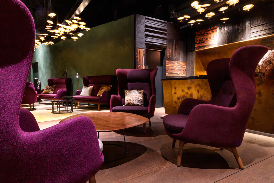 Ro Sofa by Fritz Hansen, showing ro sofas in live shot.