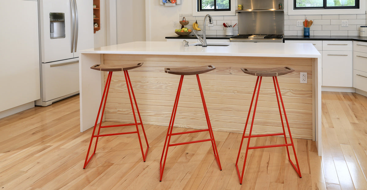 Roberts Bar Stool by Tronk Design, showing roberts bar stools in live shot.