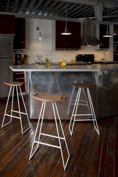 Roberts Bar Stool by Tronk Design, showing roberts bar stools in live shot.