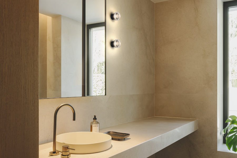 Roc Mini IP65 Wall/Ceiling Light by Marset, showing roc mini ip65 wall/ceiling lights in live shot.