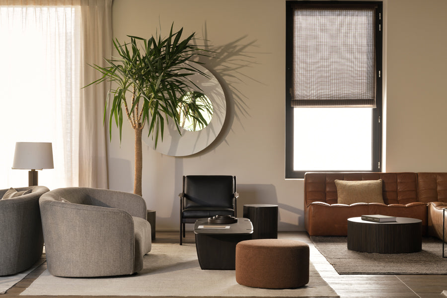 Roller Max Coffee Table by Ethnicraft, showing roller max coffee table in live shot.