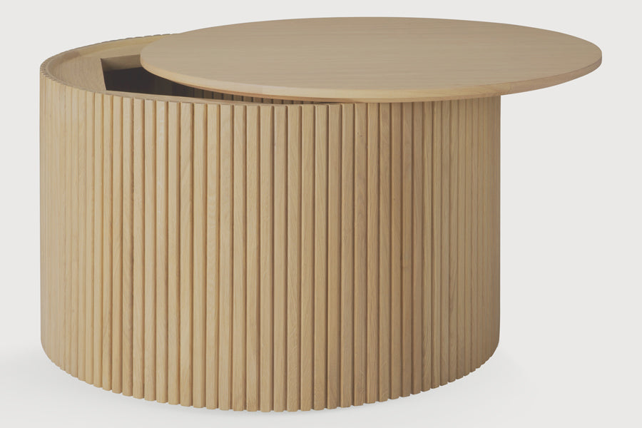 Roller Max Coffee Table by Ethnicraft, showing roller max coffee table in studio shot.