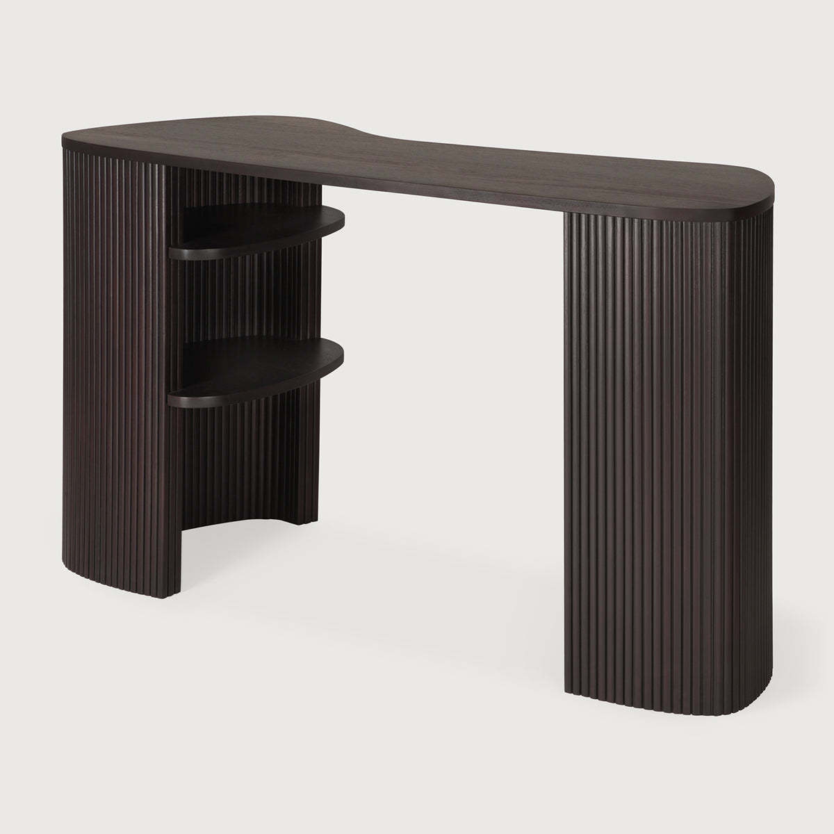 Roller Max Desk by Ethnicraft, showing angle view of roller max desk in studio shot.