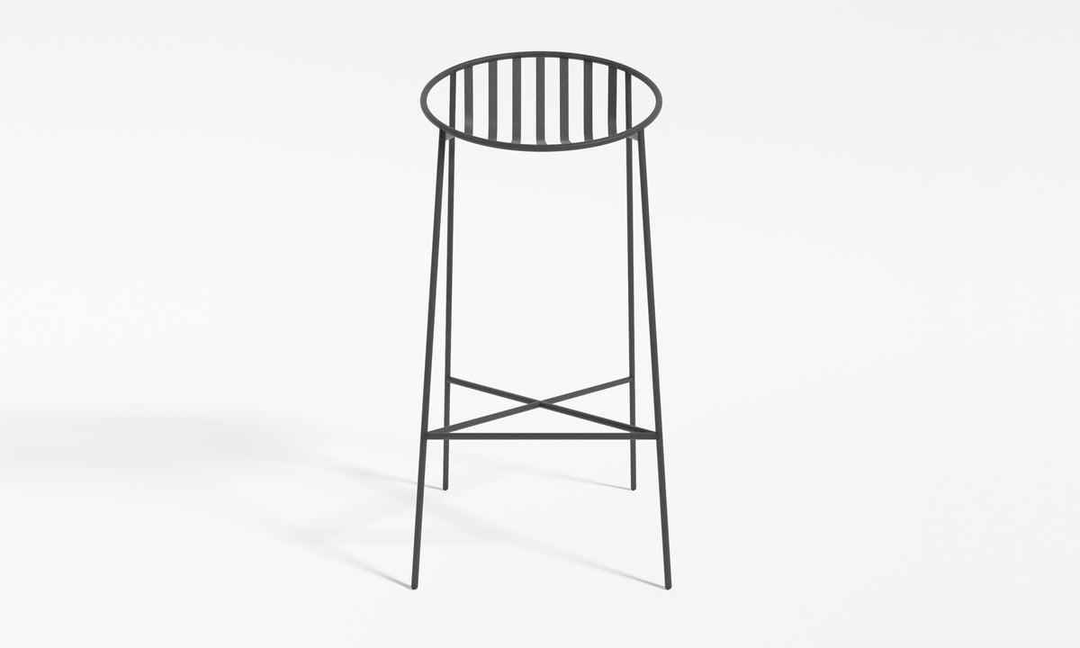 Rosa Stool by Kollektiff, showing front view of rosa stool/counter in live shot.