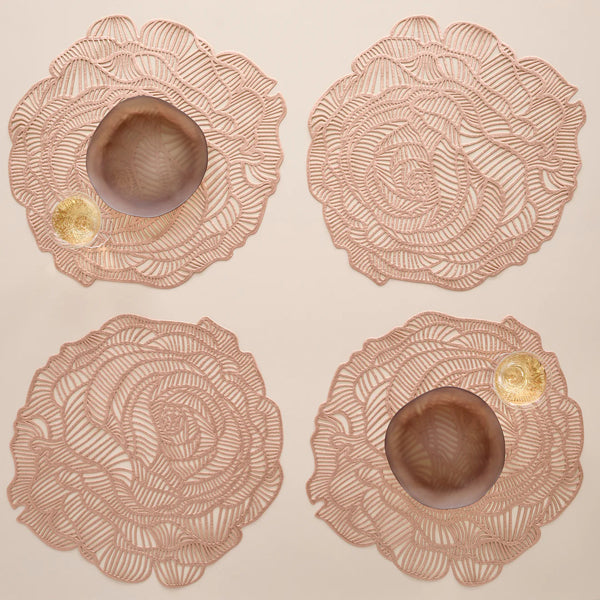 Rose Placemat by Chilewich, showing rose placemats in live shot.