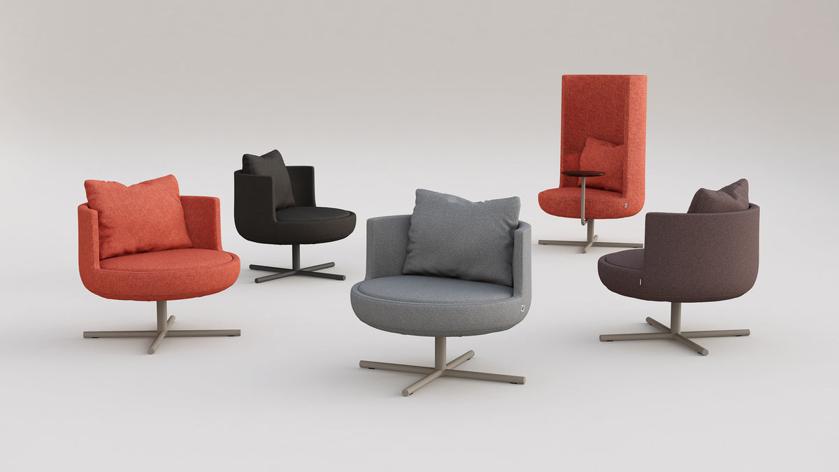 Round Private Swivel Lounge Chair by B&T, showing round private swivel lounge chair in live shot.
