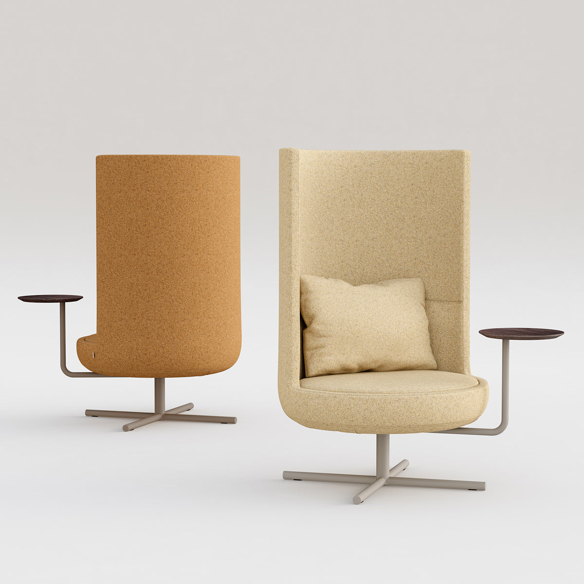 Round Private Swivel Lounge Chair by B&T, showing round private swivel lounge chairs in live shot.