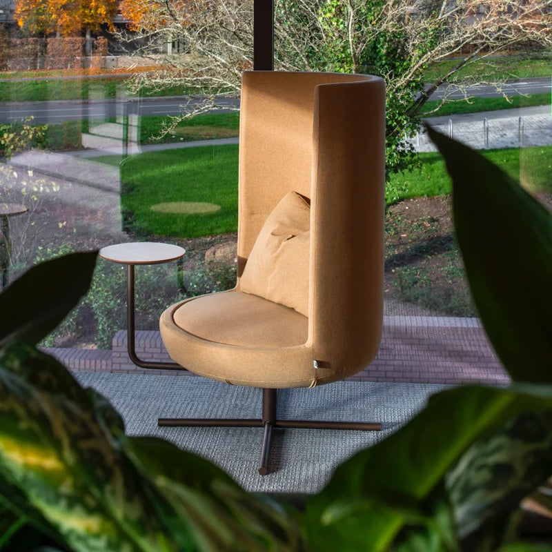 Round Private Swivel Lounge Chair by B&T, showing round private swivel lounge chair in live shot.