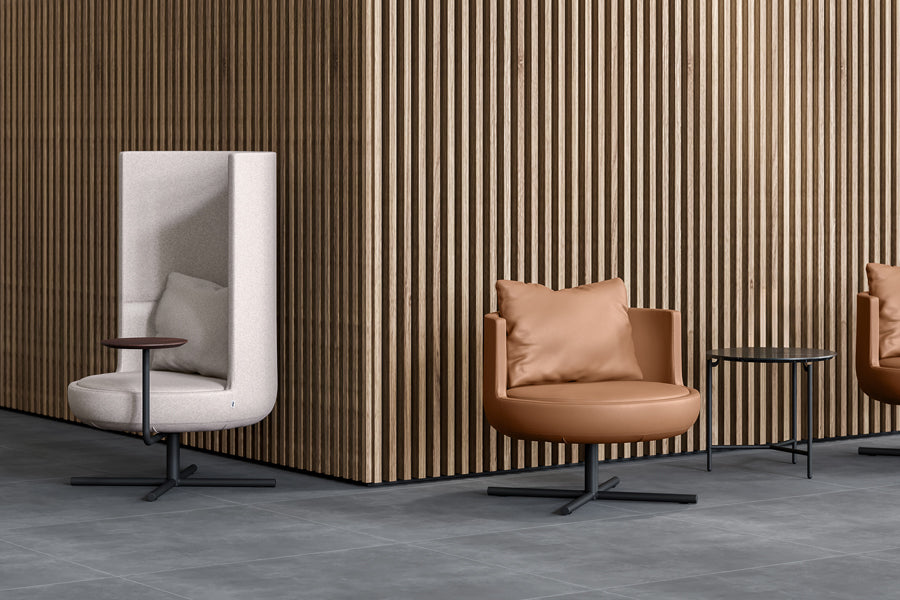 Round Private Swivel Lounge Chair by B&T, showing round private swivel lounge chair in live shot.