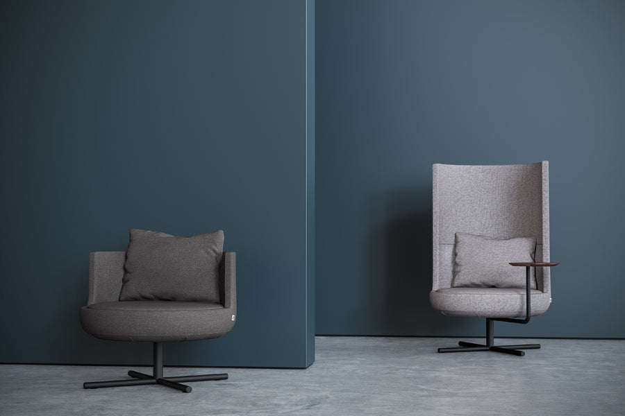 Round Private Swivel Lounge Chair by B&T, showing round private swivel lounge chair in live shot.
