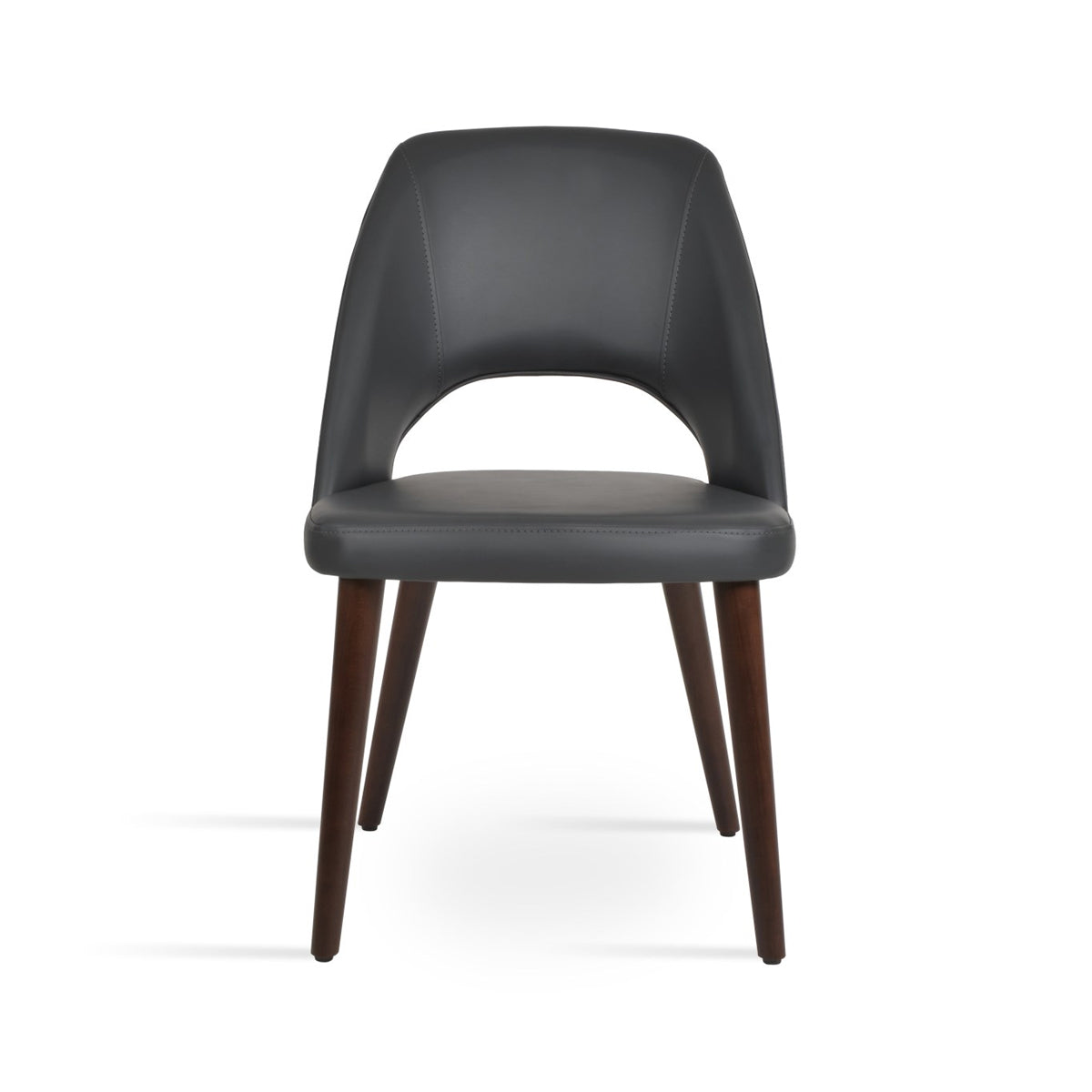 Sabrina Dining Chair by SohoConcept, showing front view of sabrina dining chair armless/grey ppm-fr.