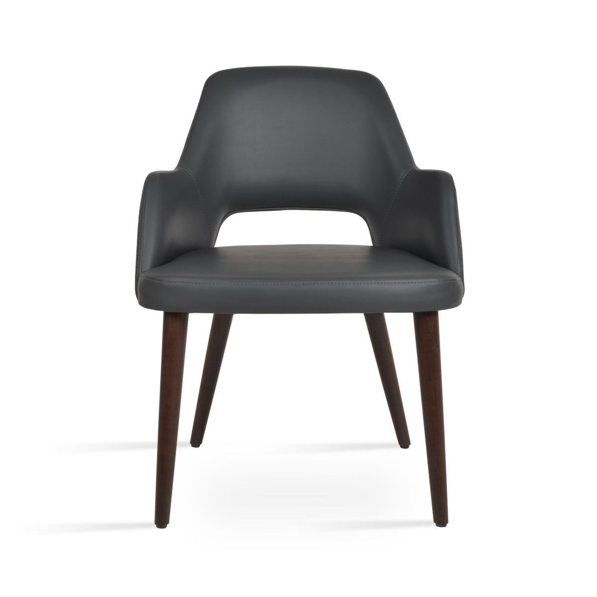 Sabrina Dining Chair by SohoConcept, showing front view of sabrina dining chair armrests/grey ppm-fr.