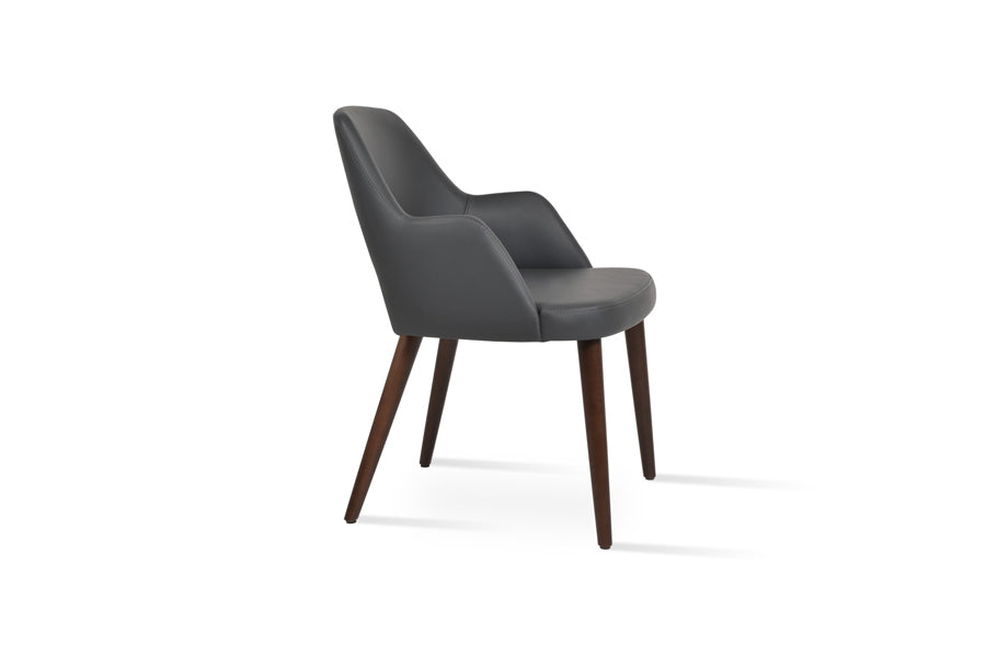Sabrina Dining Chair by SohoConcept, showing side view of sabrina dining chair armrests/grey ppm-fr.